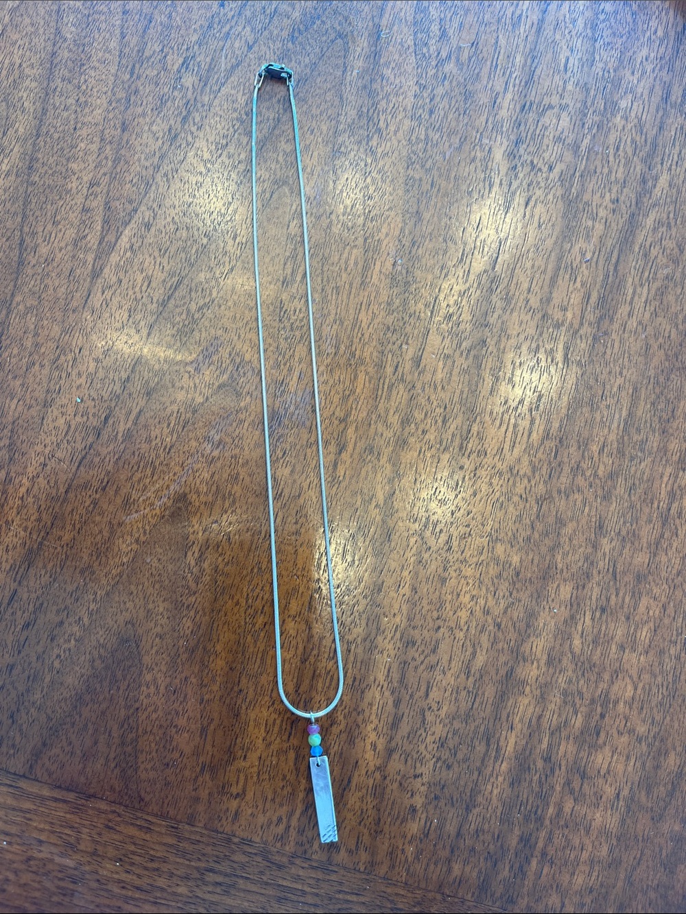 Delicate Silver Bar Pendant Necklace with Bead Accent